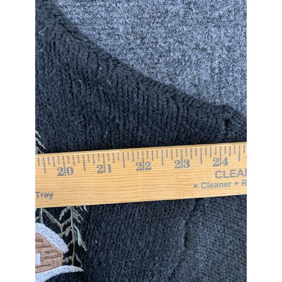 Forever 21 Men's Cardigan Sweater Black Skiing Christmas Winter Button Up Size M - Picture 6 of 10